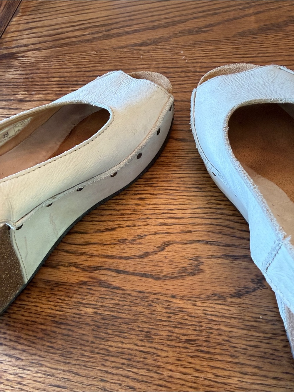 Sergio Tomani Cream Leather Peep Toe cork Wedge Sandals EU 39 Comfort Shoes - Picture 11 of 14